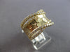 ESTATE LARGE .99CT DIAMOND 14KT YELLOW GOLD CRISS CROSS HAMMERED DESIGN FUN RING