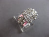 1.35CT DIAMOND 18K WHITE GOLD ROUND BAGUETTE & PEAR SHAPE DOUBLE FLOWER FUN RING
