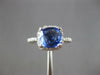 LARGE 2.64CT DIAMOND & AAA CEYLON SAPPHIRE 14KT WHITE GOLD CUSHION RING #27173