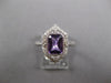 LARGE 1.58CT DIAMOND & AAA AMETHYST 14KT WHITE GOLD 3D EMERALD CUT FILIGREE RING