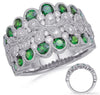 LARGE 2.73CT DIAMOND & AAA TSAVORITE 14KT WHITE GOLD FLOWER MULTI LEAF LOVE RING
