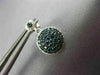 ESTATE .90CT WHITE & BLUE DIAMOND 14KT WHITE GOLD ROUND CLUSTER HANGING EARRINGS