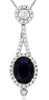 1.80CT DIAMOND & AAA SAPPHIRE 14KT WHITE GOLD 3D OVAL TEAR DROP FLOATING PENDANT