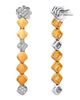 ESTATE .26CT DIAMOND 18KT TWO TONE GOLD 3D CLUSTER GEOMETRICAL HANGING EARRINGS