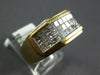 WIDE 2.06CT DIAMOND 14KT YELLOW GOLD CLASSIC 3 ROW PRINCESS INVISIBLE MENS RING