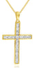 .53CT DIAMOND 14KT YELLOW GOLD 3D ROUND CLASSIC CHANNEL CROSS FLOATING PENDANT