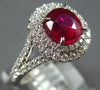 WIDE 2.46CT DIAMOND & AAA RUBY 18KT WHITE GOLD OVAL DOUBLE HALO ENGAGEMENT RING