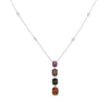 2.07CT DIAMOND & AAA MULTI COLOR SAPPHIRE 18KT WHITE GOLD CUSHION LOVE NECKLACE