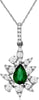 .73CT DIAMOND & AAA EMERALD 14KT WHITE GOLD 3D ROUND & PEAR SHAPE FLOWER PENDANT