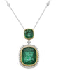 LARGE 11.15CT DIAMOND & AAA EMERALD 18KT 2 TONE GOLD 3D CUSHION & ROUND NECKLACE