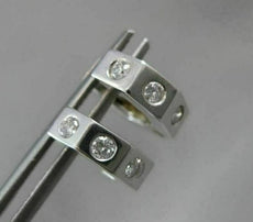 ESTATE .40CT DIAMOND 3D HEXAGON 14K WHITE GOLD HUGGIE EARRINGS STUNNING #19103