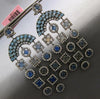 EXTRA LARGE 14CT DIAMOND & MULTI GEM 14K TWHITE GOLD CHANDELIER HANGING EARRINGS