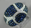 ESTATE WIDE 2.43CT DIAMOND & AAA SAPPHIRE 14K WHITE GOLD MULTI ROW PAVE FUN RING
