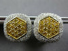 LARGE 1.74CT WHITE & CANARY DIAMOND 18KT YELLOW GOLD 3D HEXAGON CLIP ON EARRINGS