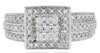 ESTATE .41CT DIAMOND 14KT WHITE GOLD 3D ROUND PAVE SQUARE FILIGREE FUN RING