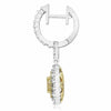 ESTATE 3.08CT WHITE & FANCY YELLOW DIAMOND 18K 2 TONE GOLD OVAL HANGING EARRINGS