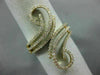 ESTATE LARGE .25CT ROUND DIAMOND 14KT YELLOW GOLD 3D MULTI ROW DOUBLE SWIRL RING