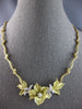ANTIQUE LARGE .65CT DIAMOND 18KT 2 TONE GOLD HANDCRAFTED FLOWER NECKLACE #28049