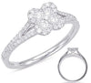 ESTATE .44CT DIAMOND 14KT WHITE GOLD 3D FOUR LEAF CLOVER FLOWER LOVE RING