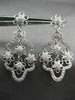 ESTATE LARGE 1.26CT DIAMOND 18K WHITE GOLD FILIGREE FLOWER STAR HANGING EARRINGS