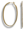 .75CT DIAMOND 14KT YELLOW GOLD 3D INSIDE OUT OVAL CLIP ON HOOP HANGING EARRINGS