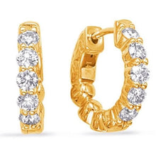 1.50CT DIAMOND 14K YELLOW GOLD ROUND SHARED PRONG FILIGREE HOOP HANGING EARRINGS
