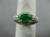 ESTATE LARGE 3.79CT DIAMOND & AAA EMERALD PLATINUM 3D OVAL PAVE ANNIVERSARY RING