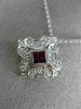 ANTIQUE .56CT DIAMOND & AAA RUBY 18K WHITE GOLD 3D SQUARE FILIGREE PENDANT #9375
