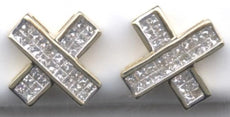 1.0CT DIAMOND 14KT WHITE GOLD 3D PRINCESS CLASSIC INVISIBLE X LOVE STUD EARRINGS