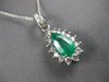 1.96CT DIAMOND & COLOMBIAN EMERALD 14K WHITE GOLD PEAR SHAPE HALO PENDANT #27053