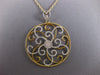LARGE .75CT DIAMOND 18K WHITE & YELLOW GOLD 3D OPEN FILIGREE FLOWER FUN PENDANT