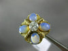 ESTATE WIDE .14CT DIAMOND & AAA OPAL 14K YELLOW GOLD 3D MATTE SHINY 5 STONE RING