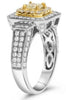 1.41CT CANARY & WHITE DIAMOND 18K WHITE GOLD CUSHION DOUBLE HALO ENGAGEMENT RING