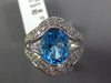 5.52CT DIAMOND & AAA BLUE TOPAZ 14K WHITE GOLD 3D OVAL STATEMENT SEMI BEZEL RING