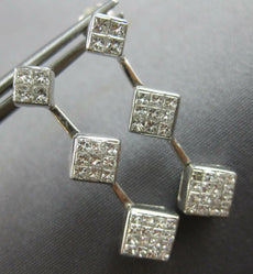 1.0CT DIAMOND 14KT WHITE GOLD CLASSIC PRINCESS INVISIBLE SQUARE HANGING EARRINGS