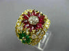 LARGE 3.80CT DIAMOND AAA MULTI GEM 18KT YELLOW GOLD 3D MULTI FLOWER FUN RING E/F
