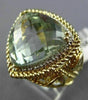 EXTRA LARGE 12.16CT DIAMOND & GREEN AMETHYST 14KT 2TONE GOLD FILIGREE HALO RING