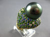 5.68CT DIAMOND & AAA MULTI COLOR GEM & AAA TAHITIAN PEARL 18KT YELLOW GOLD RING