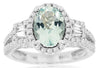 2.03CT DIAMOND & AAA AQUAMARINE 14KT WHITE GOLD ROUND & BAGUETTE ENGAGEMENT RING