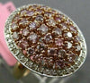 ESTATE LARGE 1.64CT PINK & WHITE DIAMOND 18KT 2 TONE GOLD 3D OVAL FILIGREE RING
