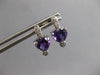 1.29CT DIAMOND & AAA AMETHYST 14KT WHITE GOLD HEART SHAPE LOVE HANGING EARRINGS
