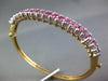 WIDE 3.9CT DIAMOND & AAA PINK RUBY 14K YELLOW GOLD SEMI ETERNITY BANGLE BRACELET