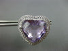LARGE 25.55CT DIAMOND & AAA AMETHYST 14K WHITE GOLD HEART SHAPE CLIP ON EARRINGS