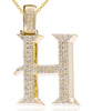 ESTATE EXTRA LARGE 1.71CT DIAMOND 14K YELLOW GOLD H INITIAL FUN FLOATING PENDANT