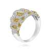 LARGE 1.48CT WHITE & FANCY YELLOW DIAMOND 14K WHITE GOLD MARQUISE SHAPE FUN RING