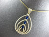 EXTRA LARGE 2.94CT DIAMOND & AAA SAPPHIRE 14KT YELLOW GOLD 3D TEAR DROP PENDANT
