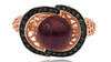 .37CT BLACK DIAMOND & AAA TAHITIAN PEARL 14KT ROSE GOLD OPEN FILIGREE FUN RING