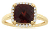 LARGE 3.13CT DIAMOND & AAA GARNET 14KT YELLOW GOLD CUSHION SQUARE HALO FUN RING