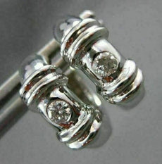 ESTATE .14CT DIAMOND 14KT WHITE GOLD 3D CLASSIC SOLITAIRE ETOILE HUGGIE EARRINGS
