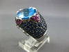 LARGE 13.18CT AAA BLUE TOPAZ SAPPHIRE & RUBY 18KT WHITE GOLD 3D MULTI HEART RING